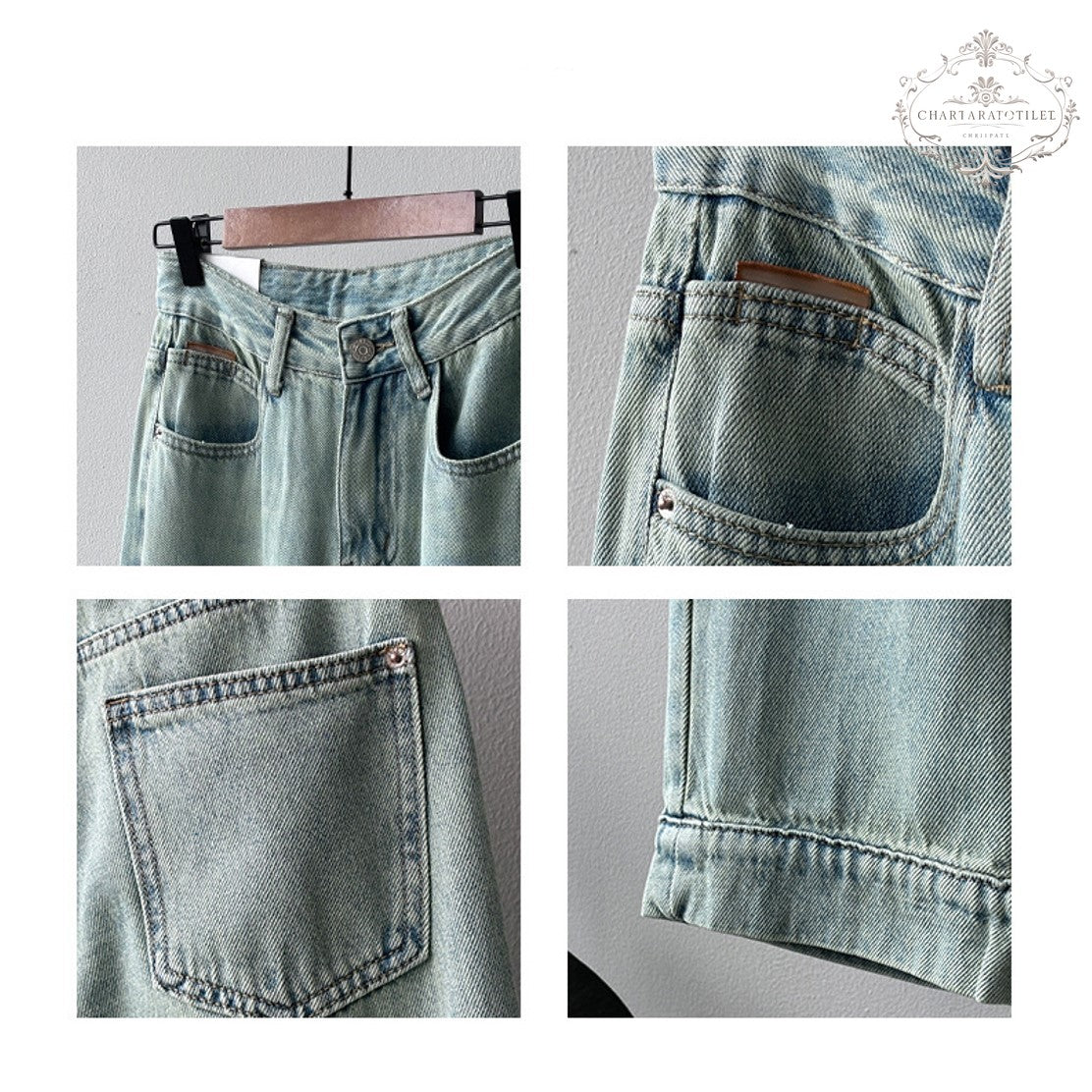 Japanese and Korean casual high-waisted straight jeans cover the flesh and make you look slimmer [CHJ12]