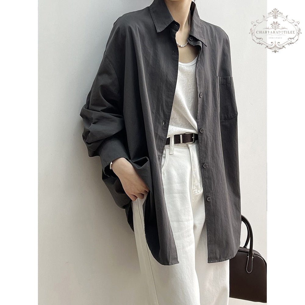 Yamamoto style girls wear pure cotton long-sleeved outer shirts, lazy style outer casual shirts [CHSH114]