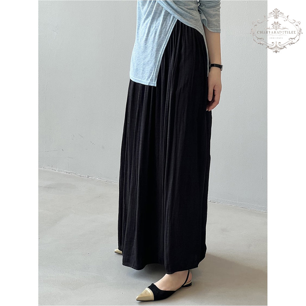 French airflow satin drape skirt high waist slim umbrella skirt [CHSK141]