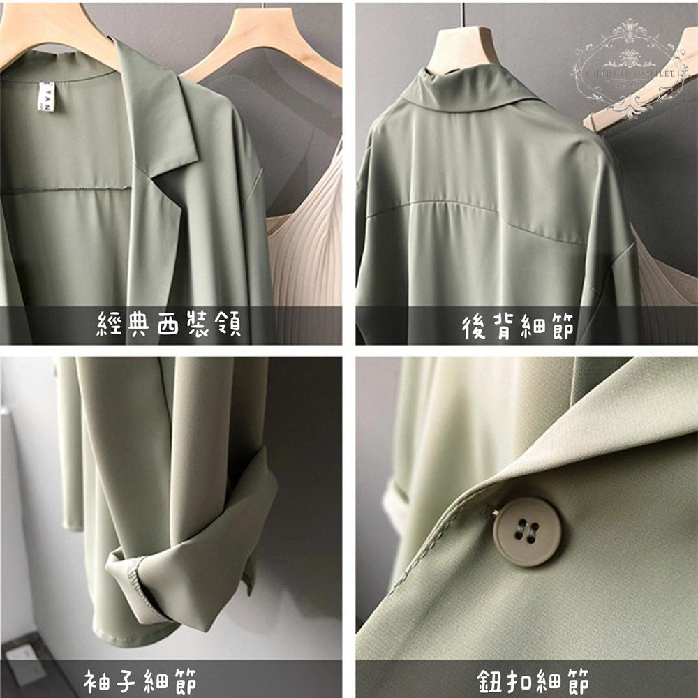 Korean version of online beauty thin small blazer spring and summer mid-length design sun protection small blazer suit collar loose casual jacket [CHCO83]