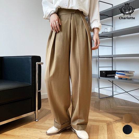 French style women's suit pants with Velcro fasteners, loose wide-leg floor mopping pants [CHSP4]