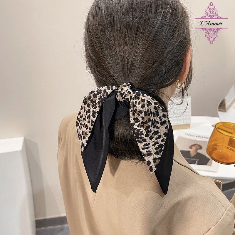 Temperament Leopard Print Streamer Ponytail Hair Tie Leopard Print Hair Tie Bow Hair Accessory [PG121]