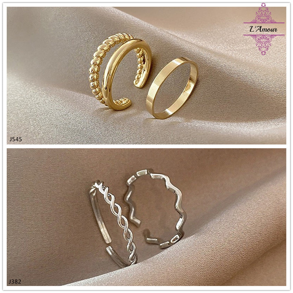 Ring Set Ins Internet Celebrity Cold Style Design Pearl Ring Fashion Geometric Ring [PG124]