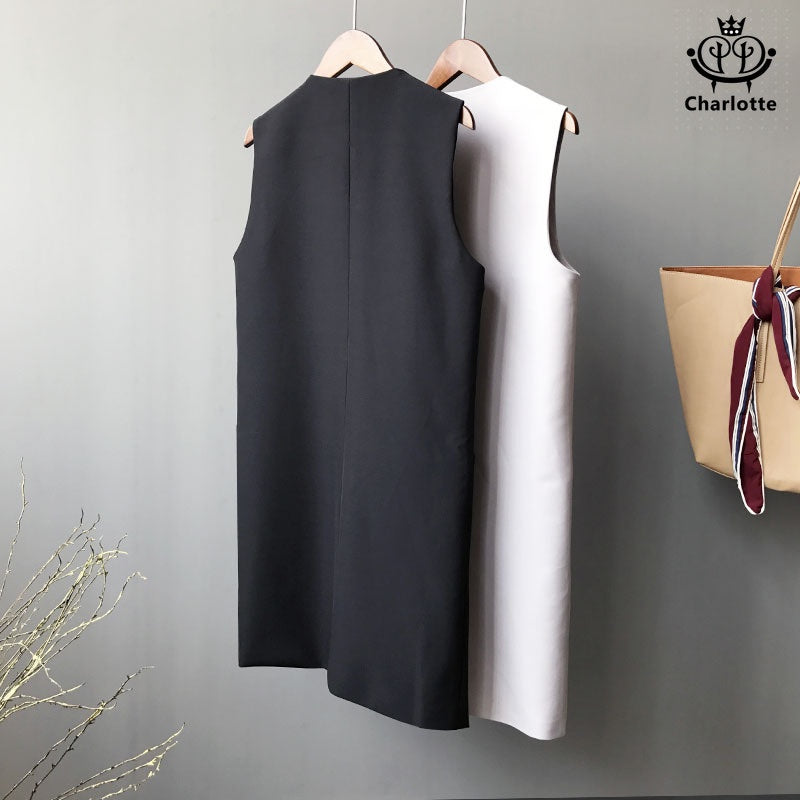 Korean style simple, slim, fashionable mid-length suit vest vest [CHCO49]