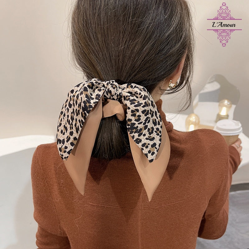 Temperament Leopard Print Streamer Ponytail Hair Tie Leopard Print Hair Tie Bow Hair Accessory [PG121]