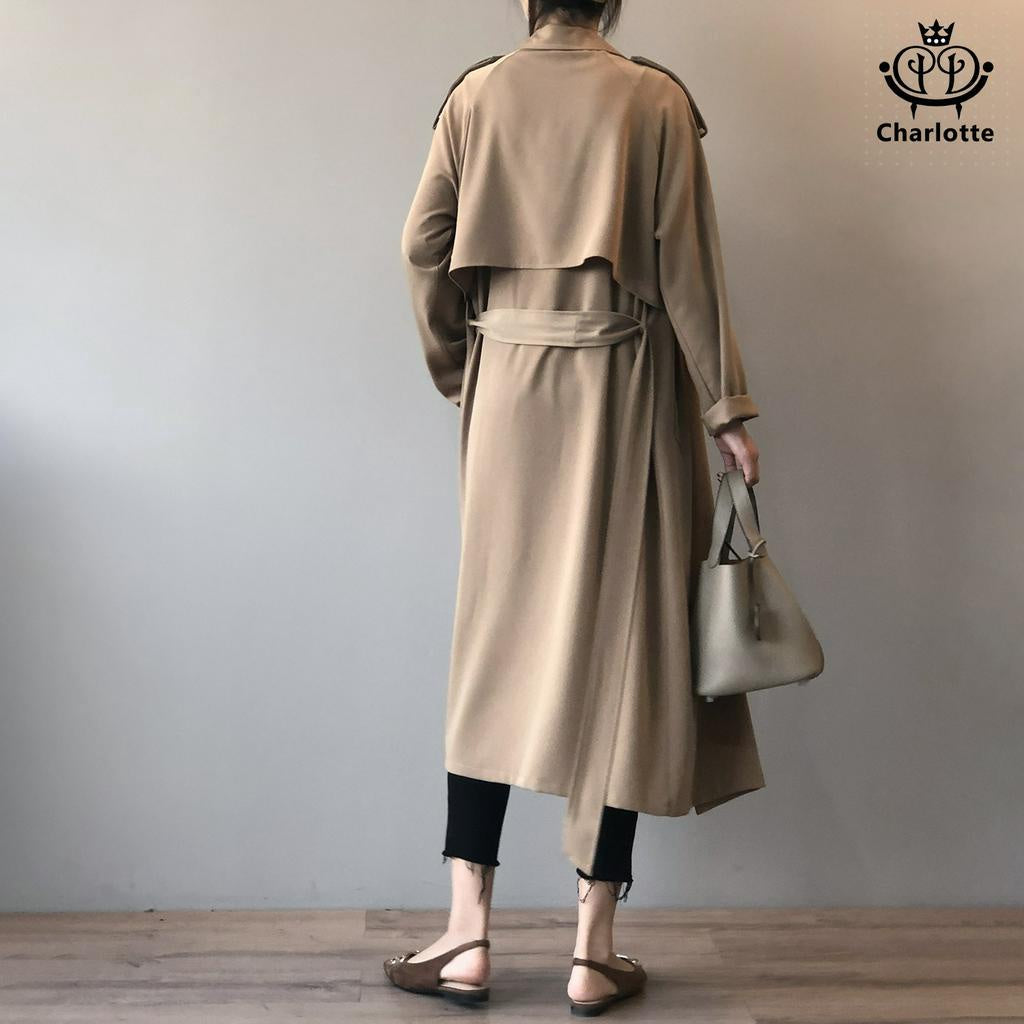 French long version trench coat, retro British style trench coat, women's trench coat [CHCO14]