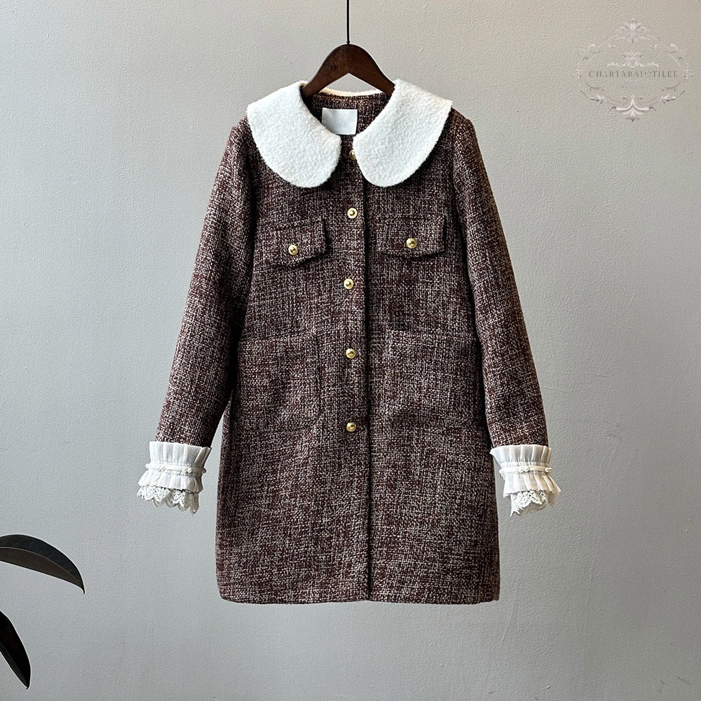 Winter high-end contrasting color doll collar jacket with down warm lining [CHCO80]