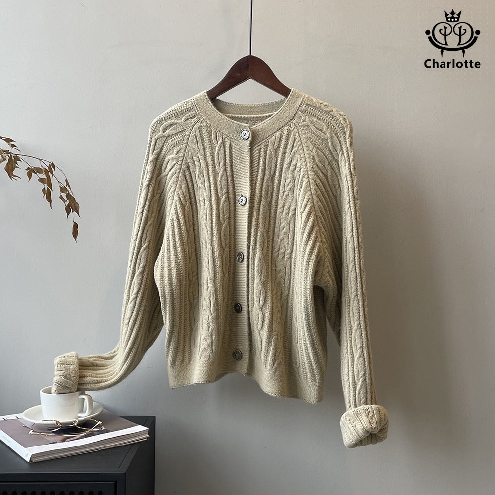 Elegant round neck knitted twist sweater knitted sweater [CHSW50]