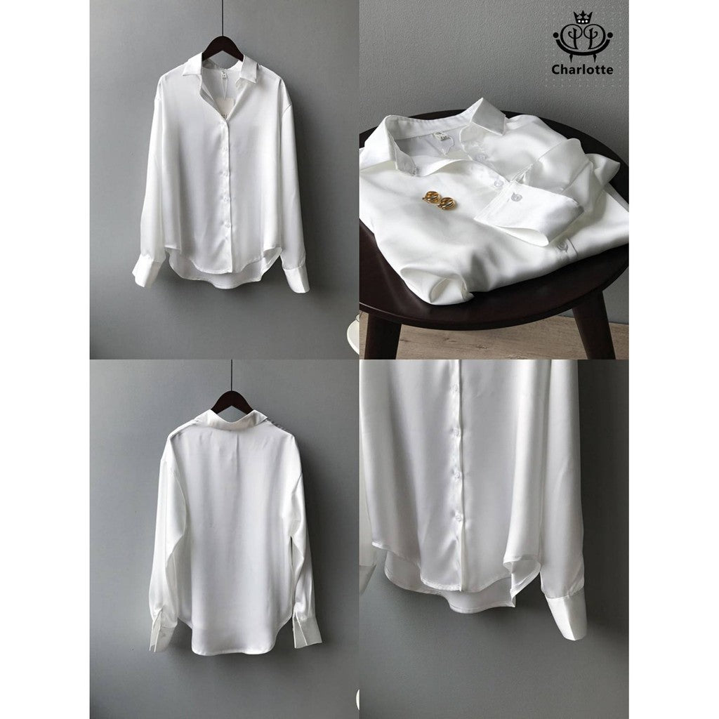 French loose slim long-sleeved lapel shirt Korean style shirt [CHSH1]