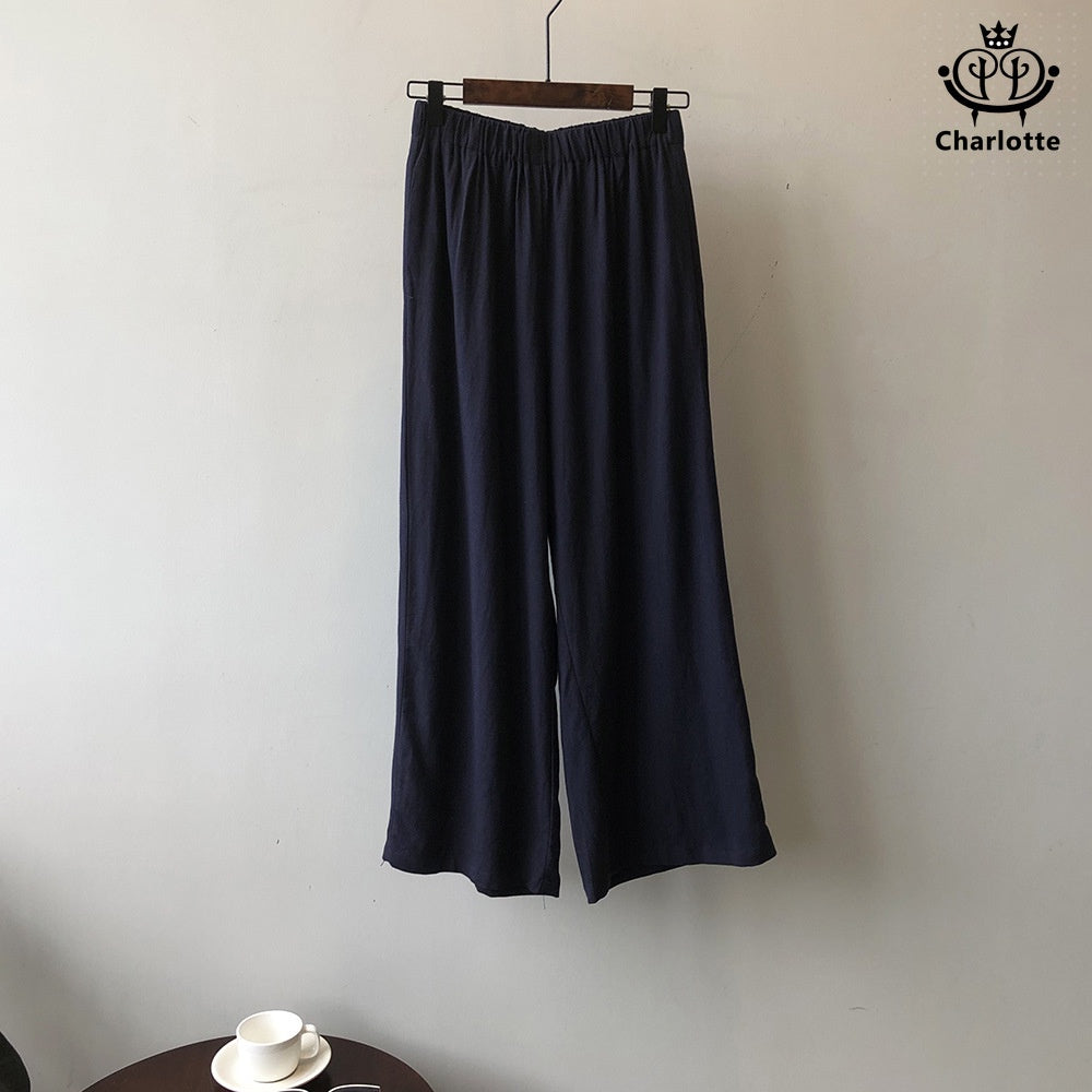 Japanese linen wide-leg pants high-waisted linen wide-leg pants [CHTR23]