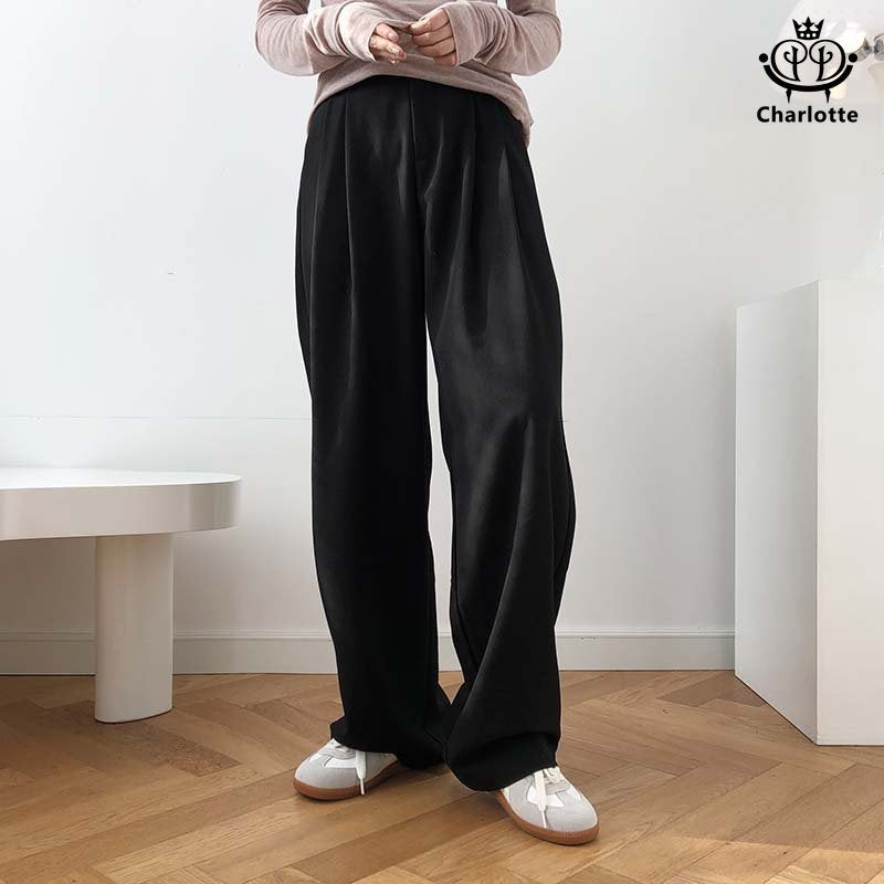 Fashionable high-waisted cigarette pipe wide suit trousers high-waisted straight suit trousers [CHSP12]