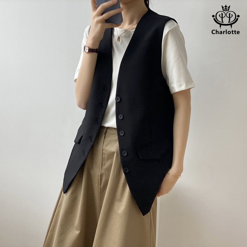 French oblique romantic and subtle temperament suit vest vest [CHCO60]