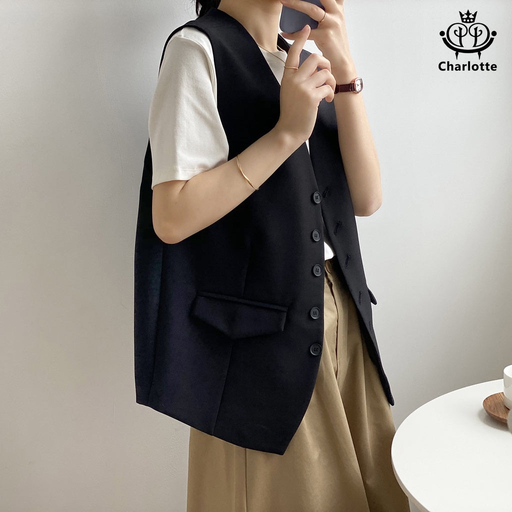 French oblique romantic and subtle temperament suit vest vest [CHCO60]