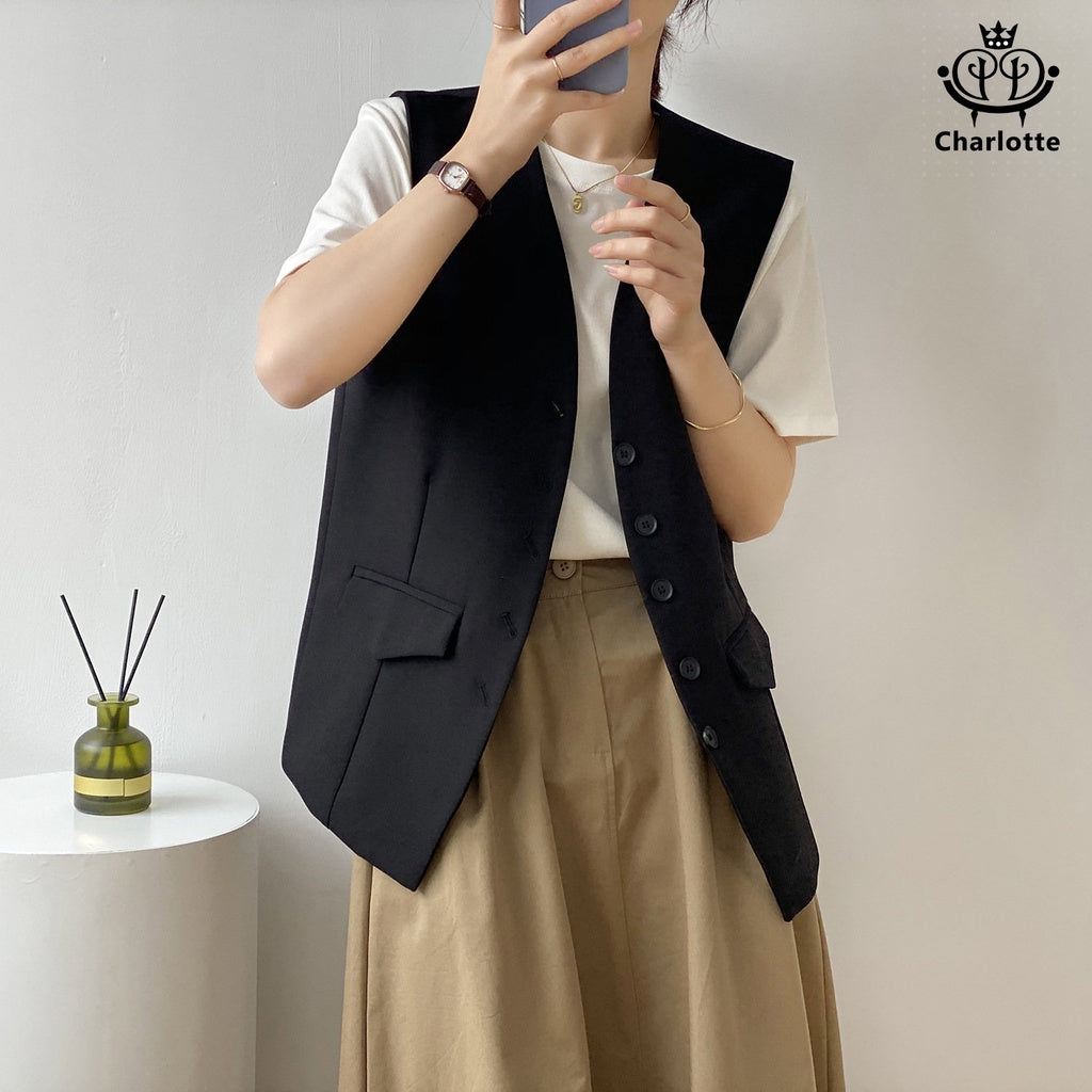 French oblique romantic and subtle temperament suit vest vest [CHCO60]