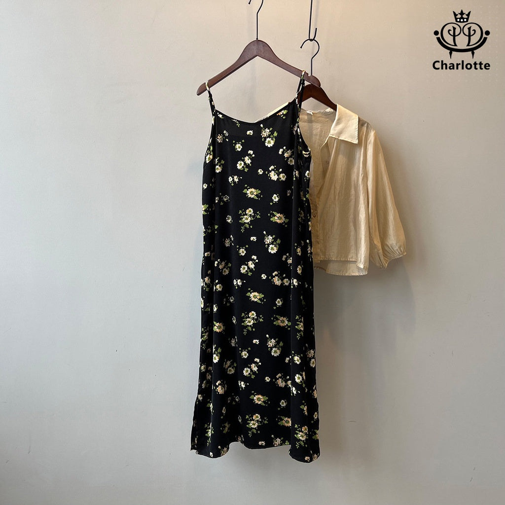 French Daisy Suspender Sleeveless Floral Dress [CHSK104]