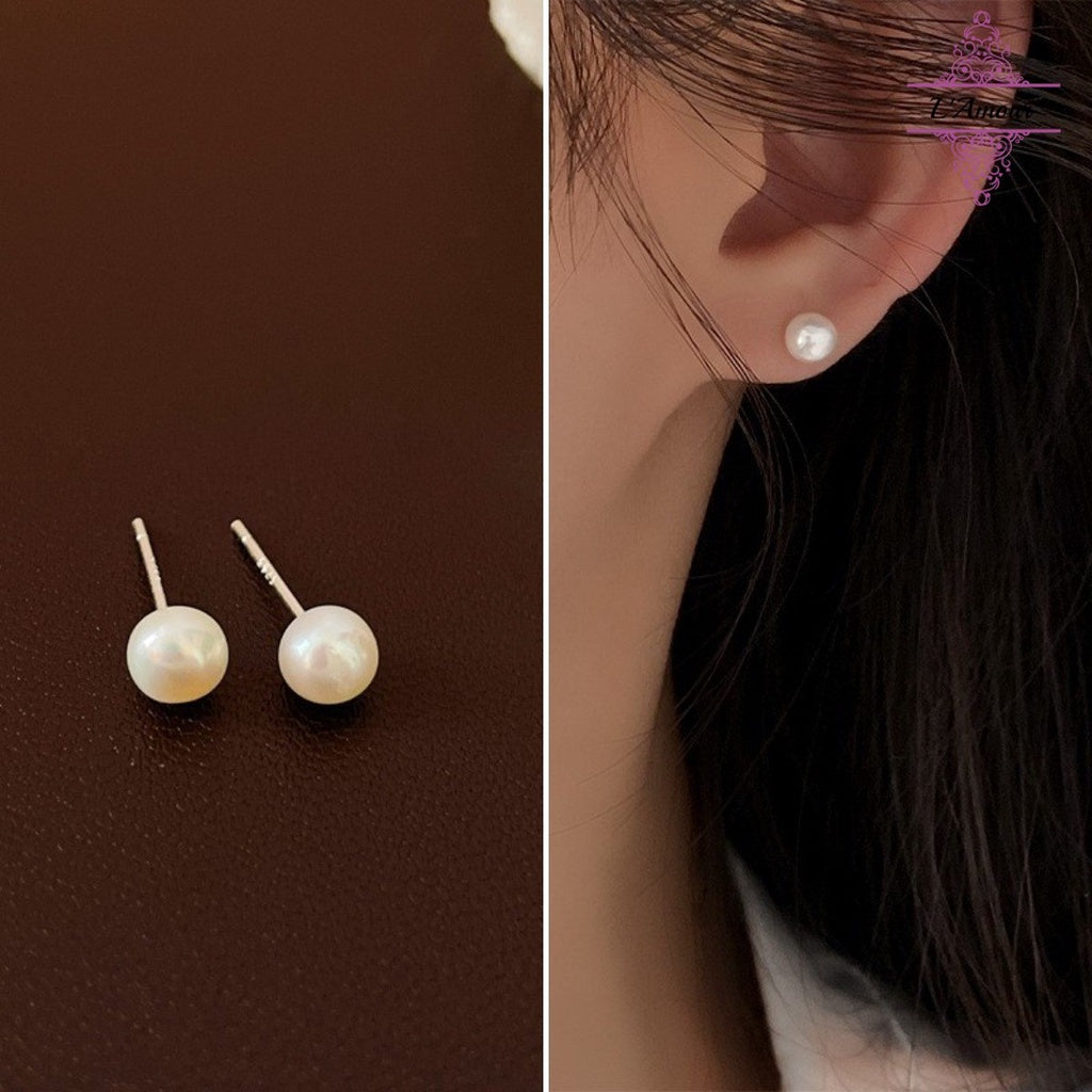 Small and exquisite mini pearl earrings silver needle freshwater pearl earrings [LA142]