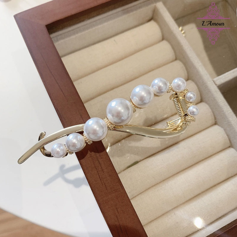 Retro Pearl Geometric Hair Clip for Back of Head Hair Clip [LA145]