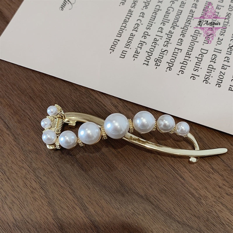 Retro Pearl Geometric Hair Clip for Back of Head Hair Clip [LA145]