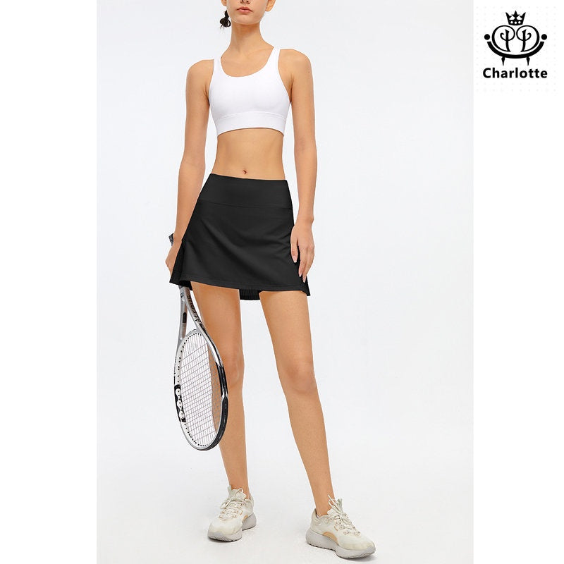 Fashionable and elegant Lycra sports tennis skirt yoga pants skirt fake two-piece fitness pants skirt [YOGA04]