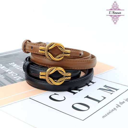 French woven love memory twisted belt exotic Greek style light luxury belt twist buckle girdle [LA130]