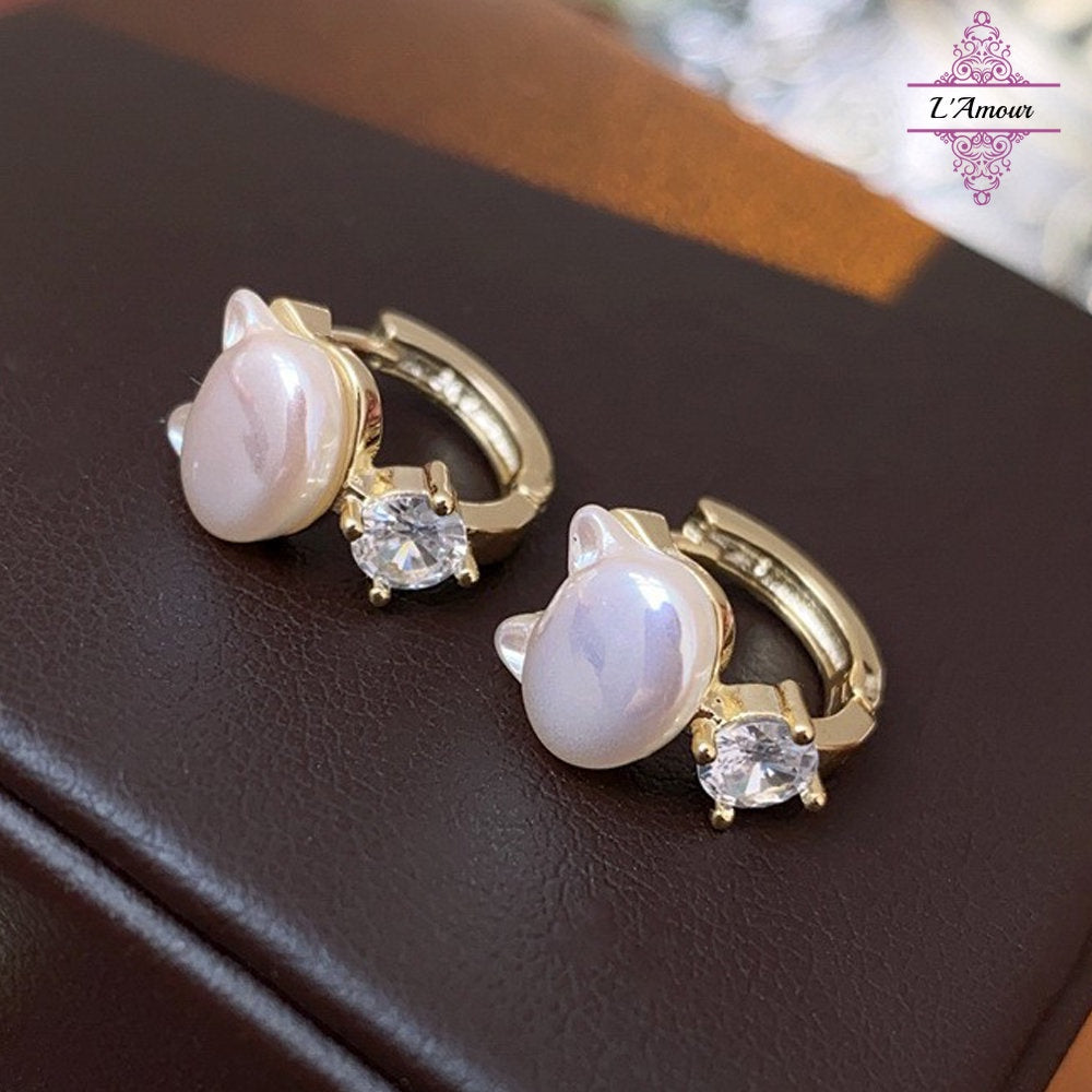 Bubble Fairy Tale Mermaid Pearl Earrings Pearl Earrings with Diamond Earrings [LA135]