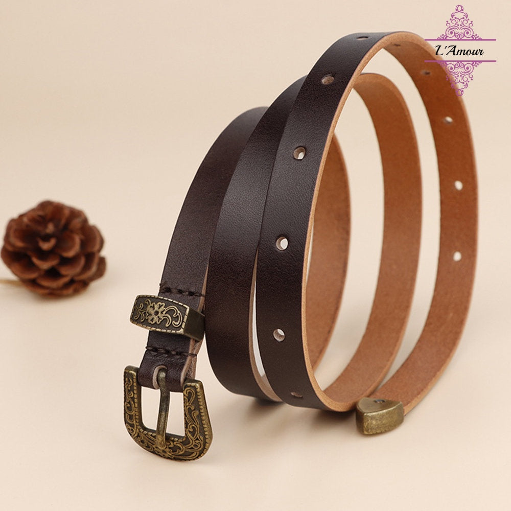 European style palace baroque personalized carved belt genuine leather pin buckle belt [LA134]