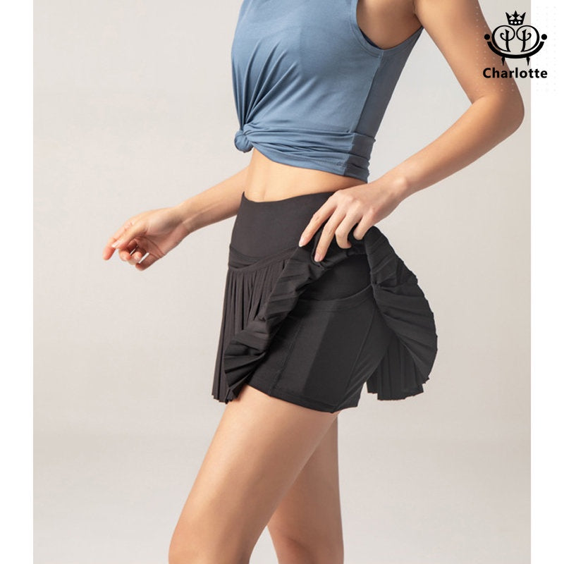 Elegant 100-fold anti-exposure tennis skirt sports pants and fitness skirt pants [YOGA02]