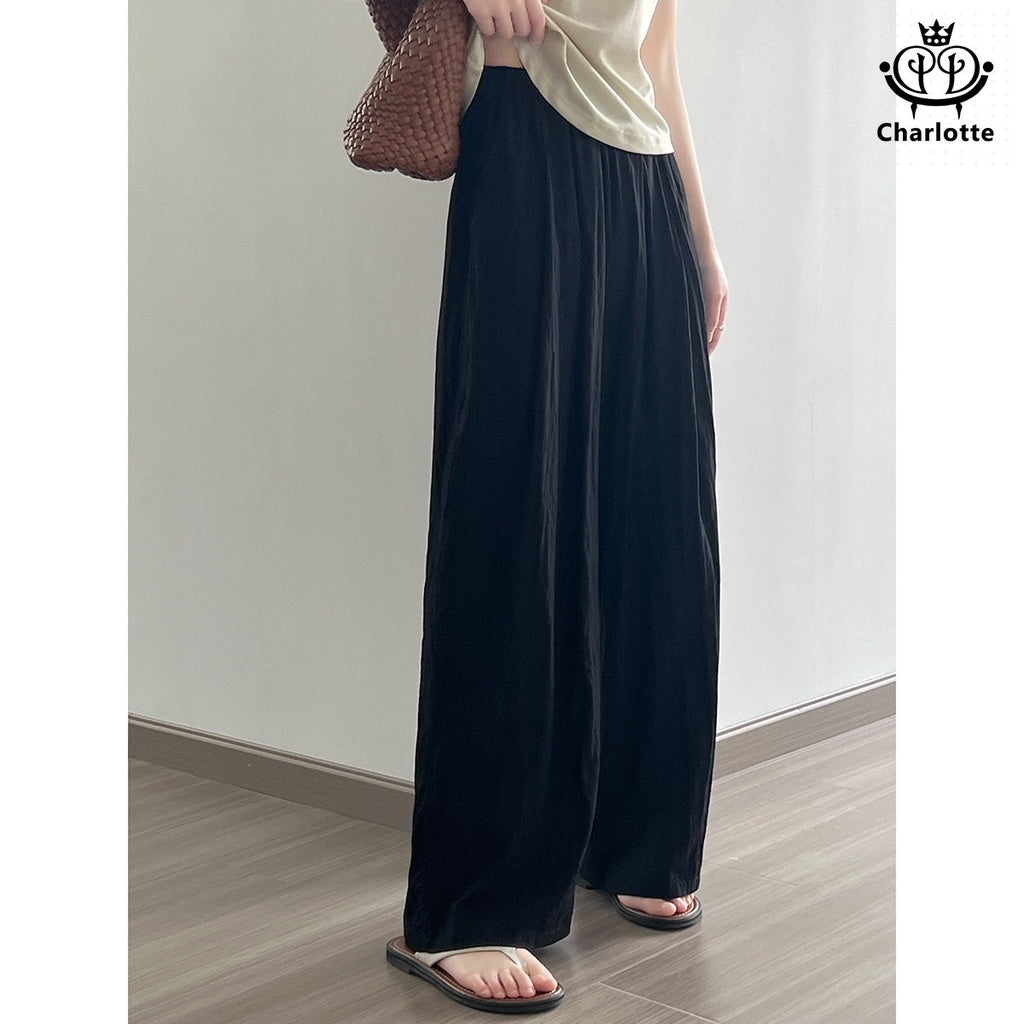 Korean thin pleated casual pants, wide-leg pants, high-waisted slimming trousers [CHTR20]