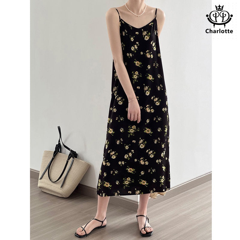 French Daisy Suspender Sleeveless Floral Dress [CHSK104]