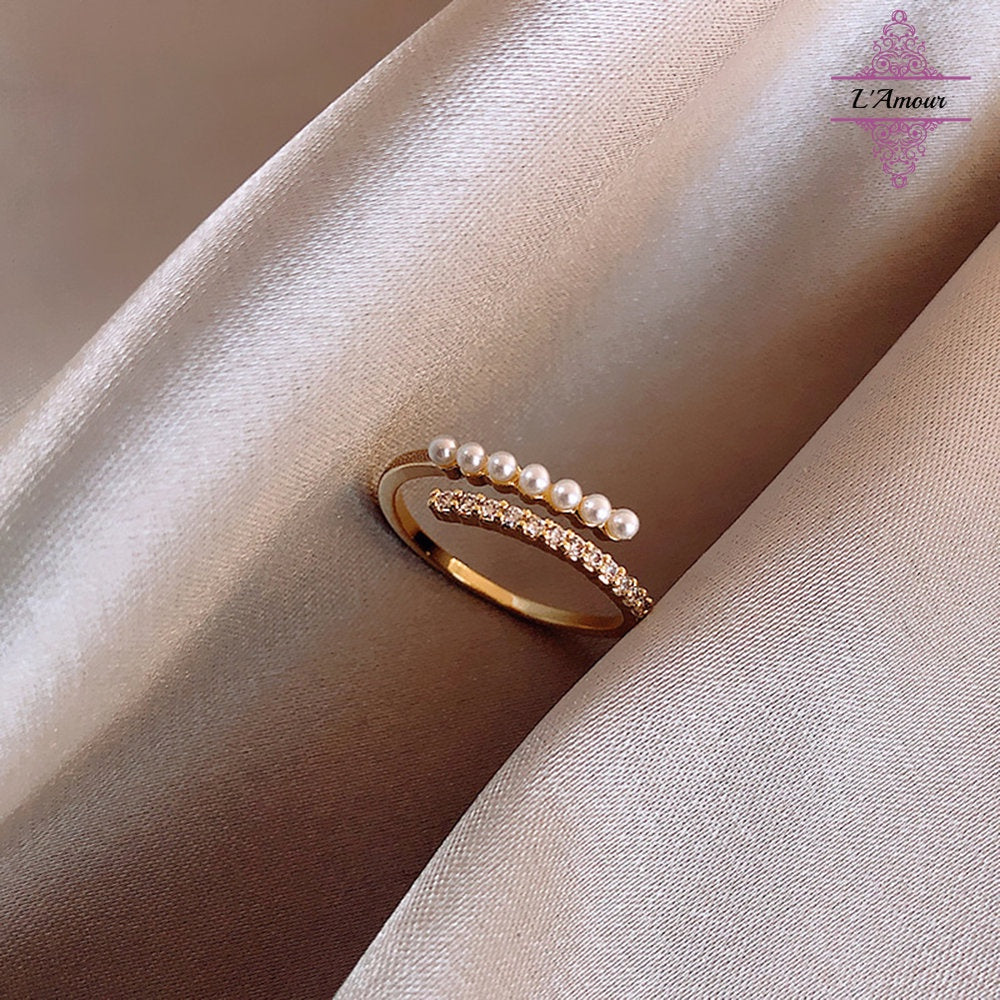 INS style slightly luxurious and high-end index finger ring, fashionable electroplated open ring with adjustable finger circumference [LA136]