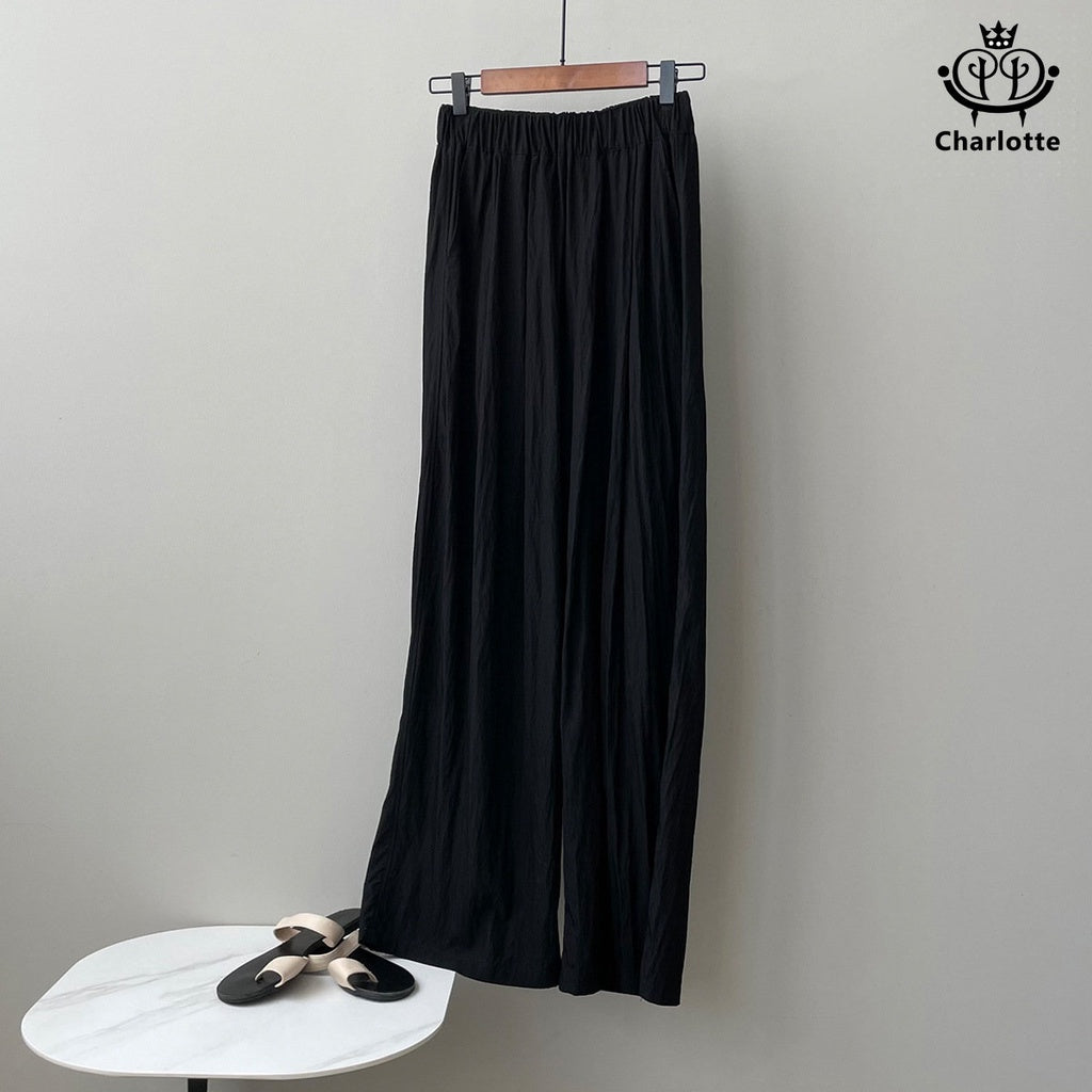 Korean thin pleated casual pants, wide-leg pants, high-waisted slimming trousers [CHTR20]