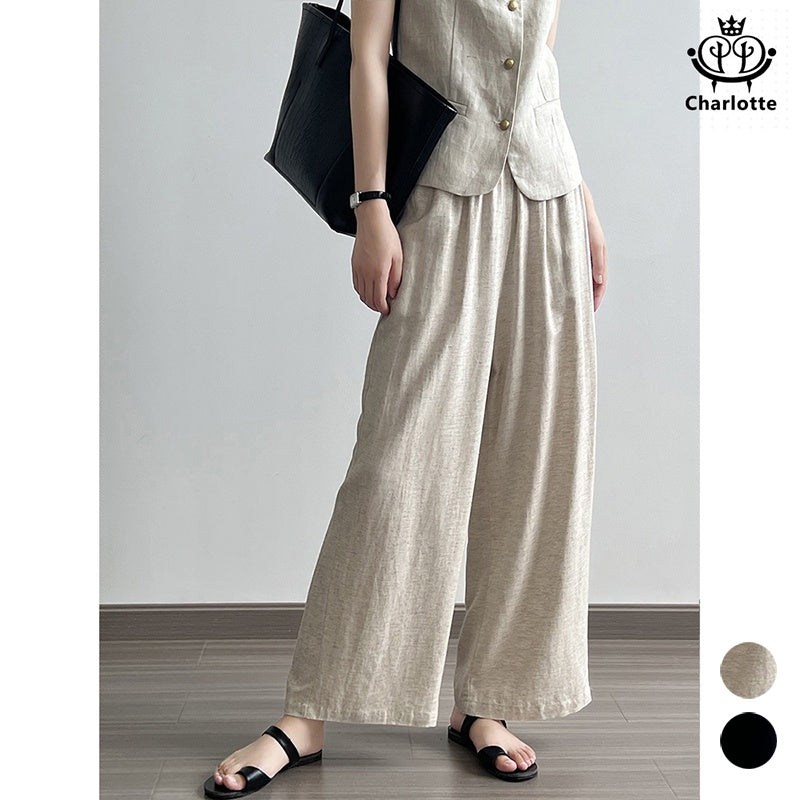 Japanese linen wide-leg pants high-waisted linen wide-leg pants [CHTR23]