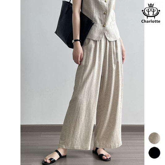 Japanese linen wide-leg pants high-waisted linen wide-leg pants [CHTR23]