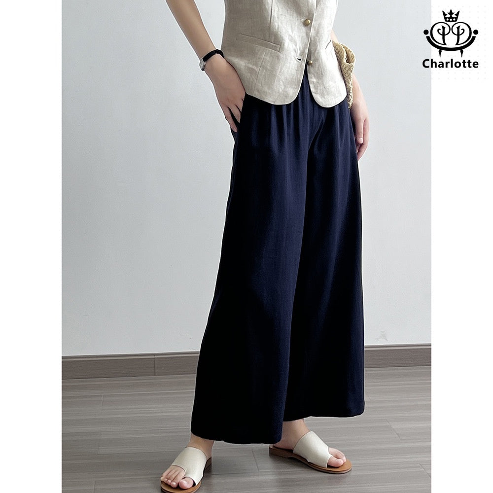 Japanese linen wide-leg pants high-waisted linen wide-leg pants [CHTR23]