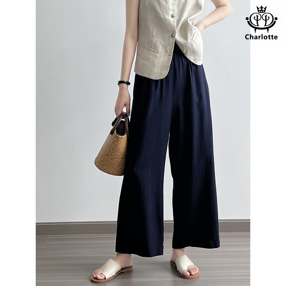 Japanese linen wide-leg pants high-waisted linen wide-leg pants [CHTR23]