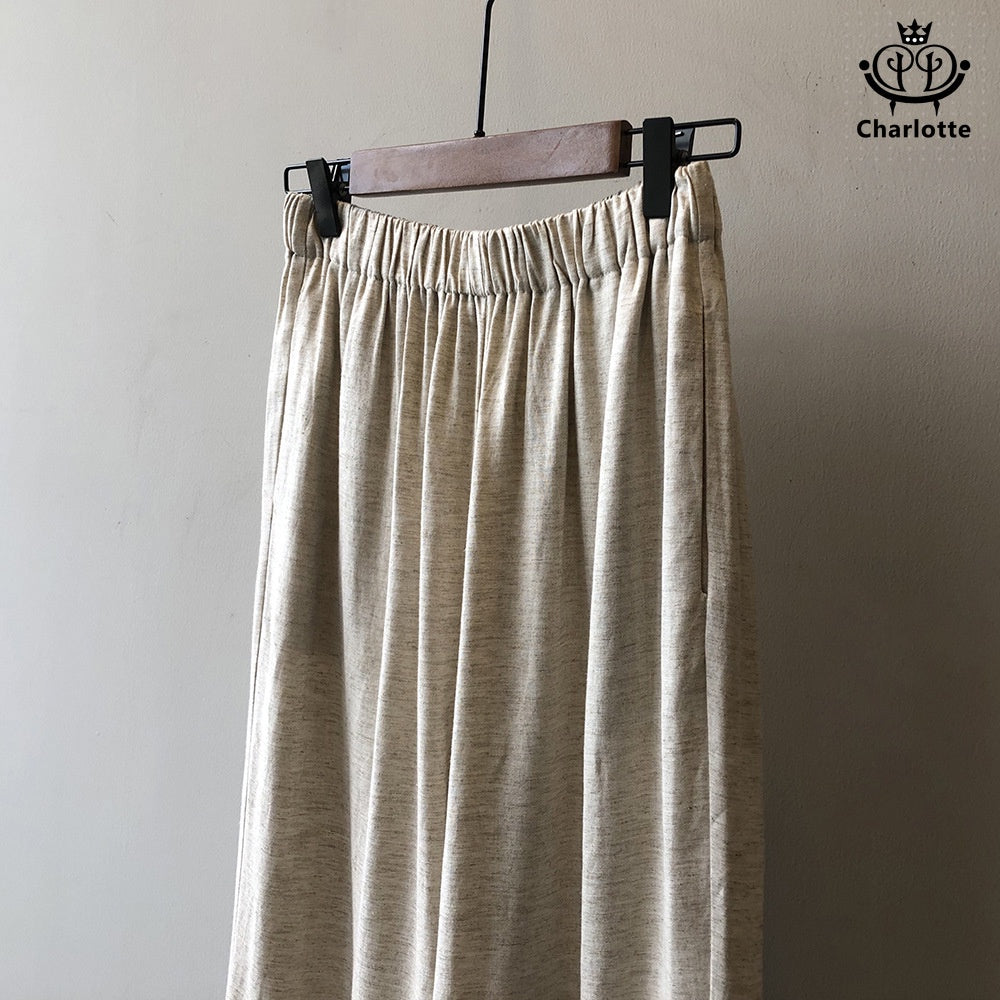 Japanese linen wide-leg pants high-waisted linen wide-leg pants [CHTR23]