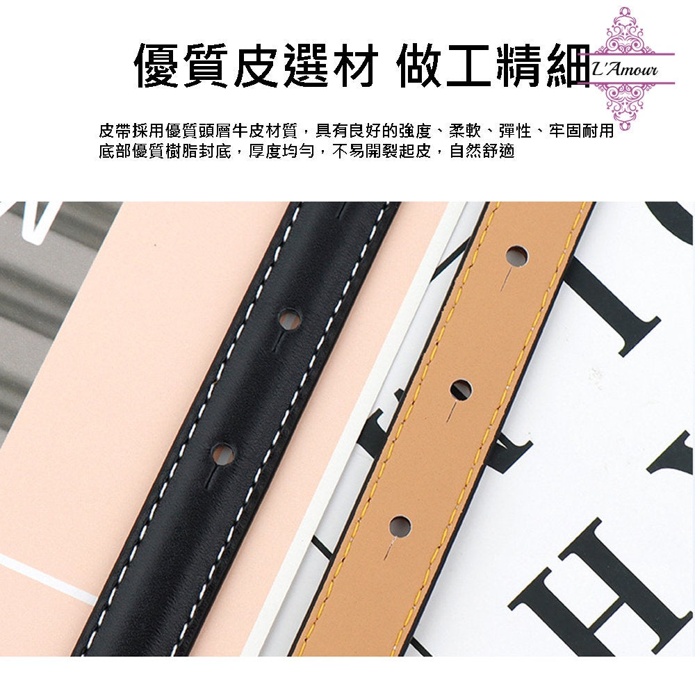 Fa Yi Wen L letter glossy belt metal buckle versatile girl belt genuine leather belt [LA128]