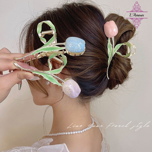 Tulip Flower Hair Clip Shark Clip Versatile Back of Head Hair Clip [LA144]