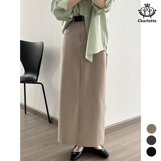 French high-waisted straight skirt high-waisted A-line mid-length skirt [CHSK119]