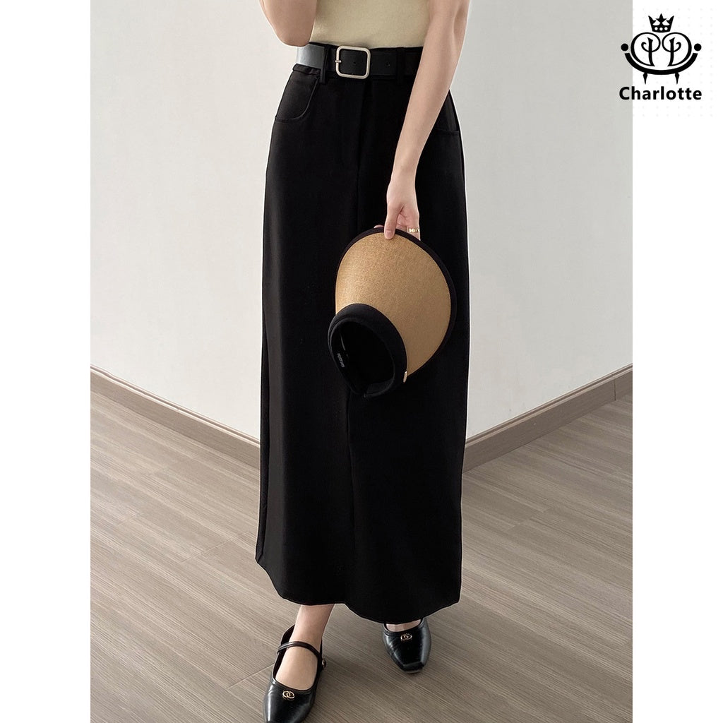 French high-waisted straight skirt high-waisted A-line mid-length skirt [CHSK119]