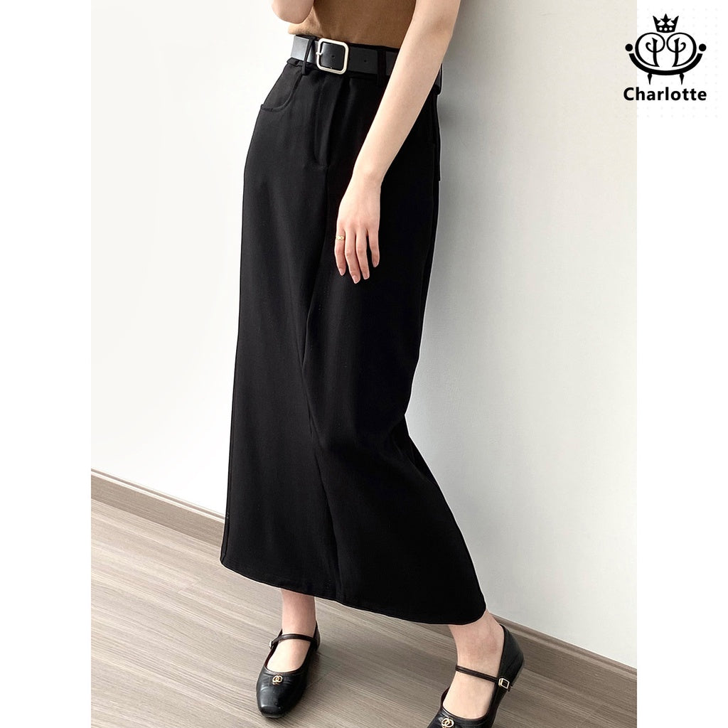 French high-waisted straight skirt high-waisted A-line mid-length skirt [CHSK119]