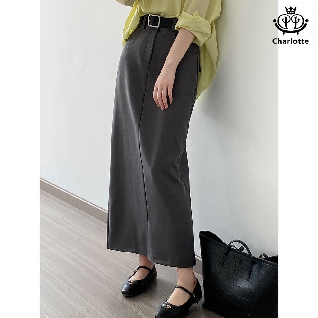 French high-waisted straight skirt high-waisted A-line mid-length skirt [CHSK119]