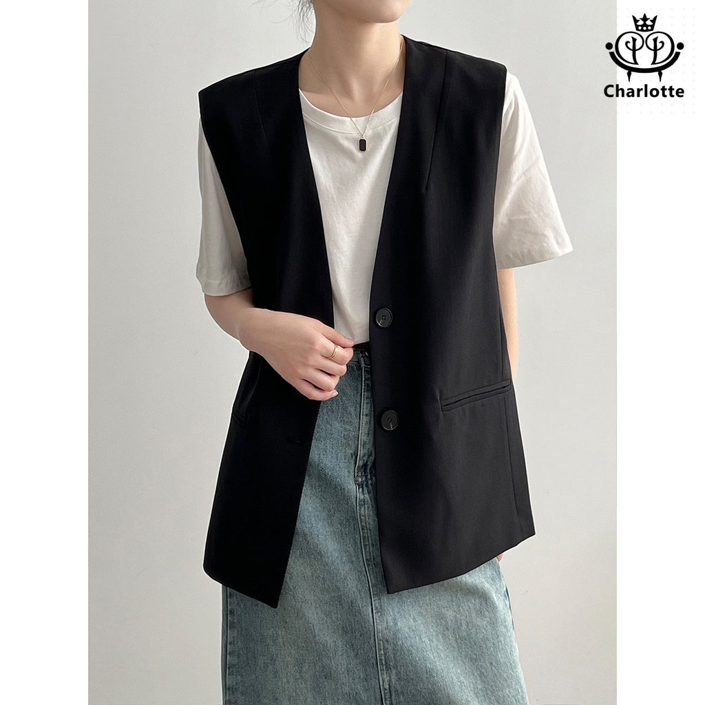 French sleeveless suit vest temperament vest jacket [CHCO69]