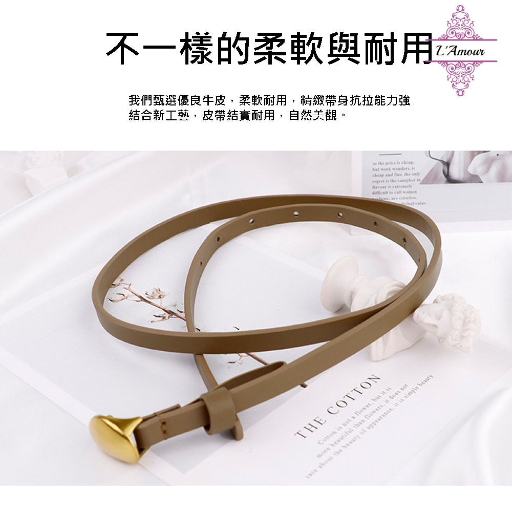 French Timeless Eternal Women's Belt Retro Copper Round Buckle Belt Cowhide Girdle [LA129]