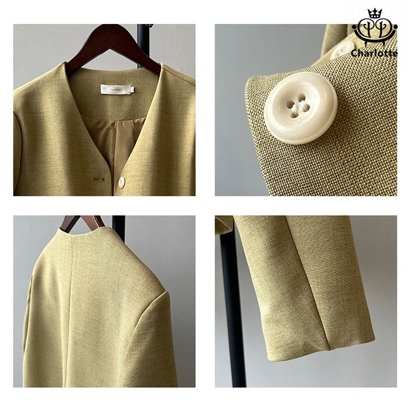 Light luxury and high-end short blazer, elegant V-neck slim blazer [CHCO70]