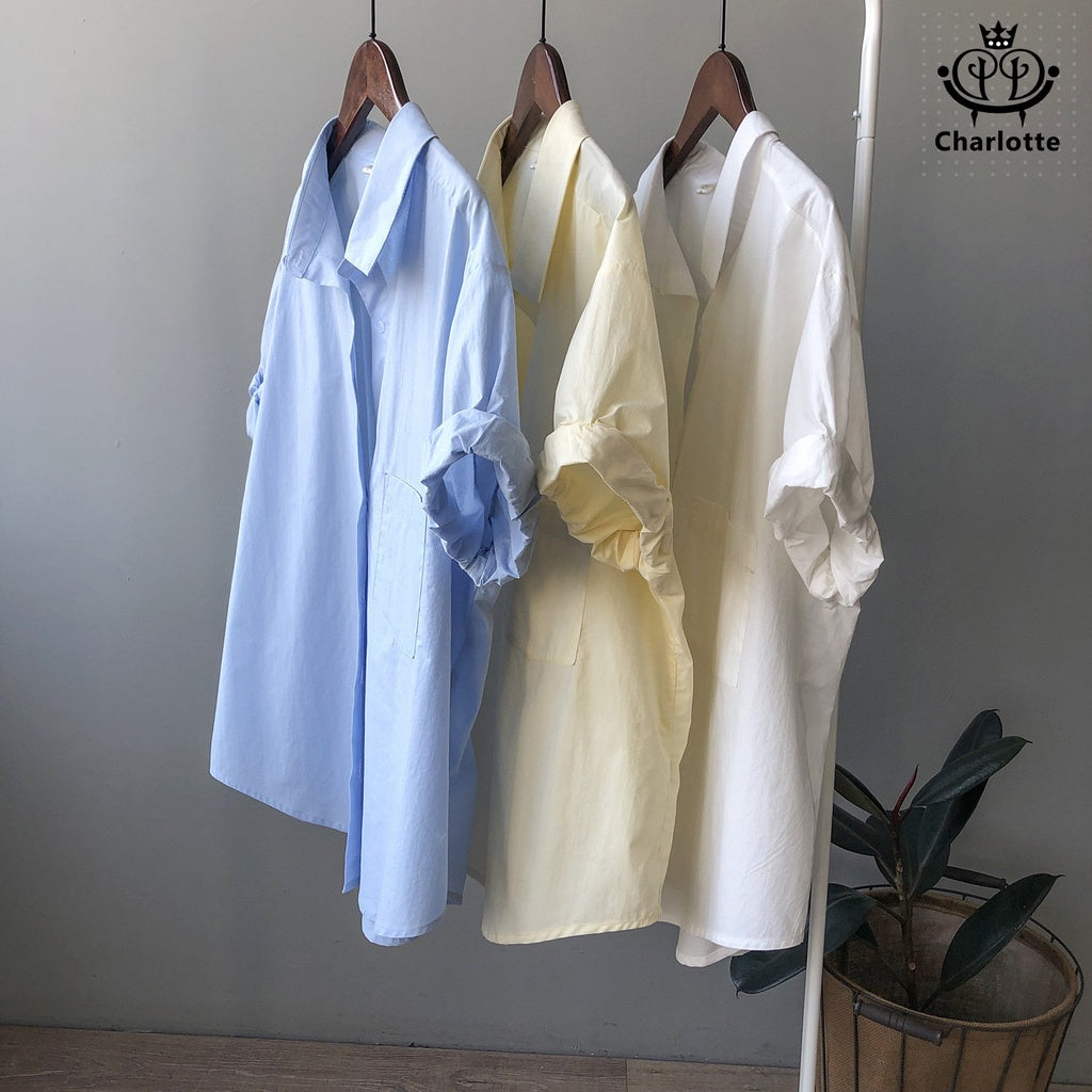 French solid color short-sleeved shirt lapel shirt [CHSH91]