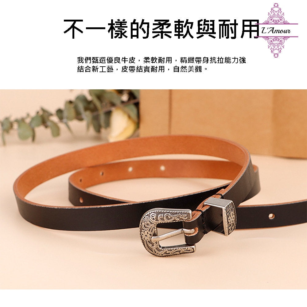 European style palace baroque personalized carved belt genuine leather pin buckle belt [LA134]