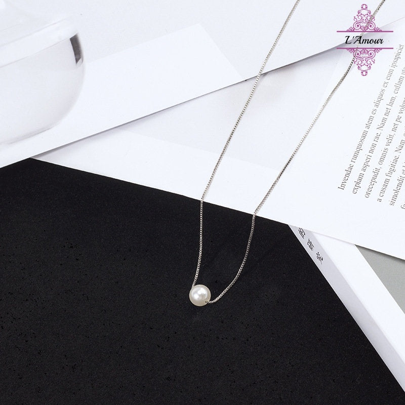 Gentle temperament pearl necklace, simple and compact single pearl necklace ins style design clavicle chain [LA138]