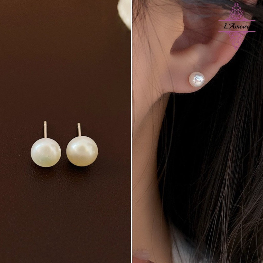 Small and exquisite mini pearl earrings silver needle freshwater pearl earrings [LA142]