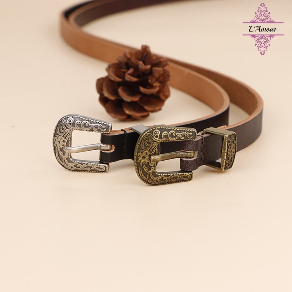 European style palace baroque personalized carved belt genuine leather pin buckle belt [LA134]